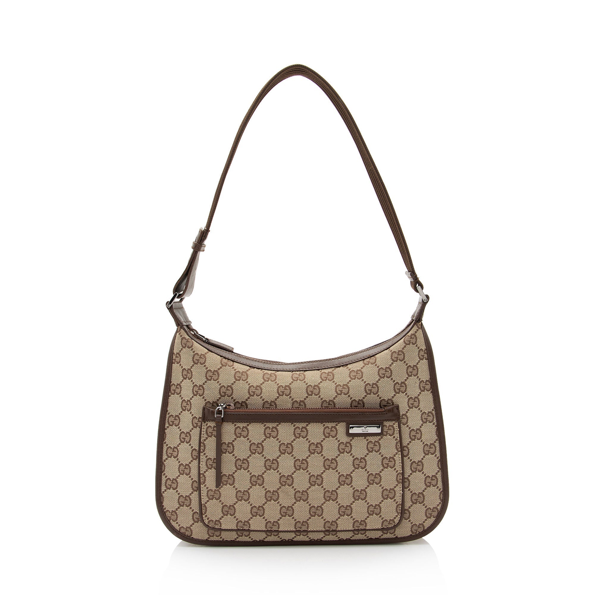 Gucci Vintage GG Canvas Front Pocket Shoulder Bag (SHF-OHFAEM)