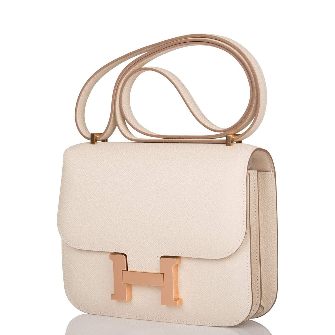 Hermes Craie Epsom Mini Constance 18cm Rose Gold Hardware