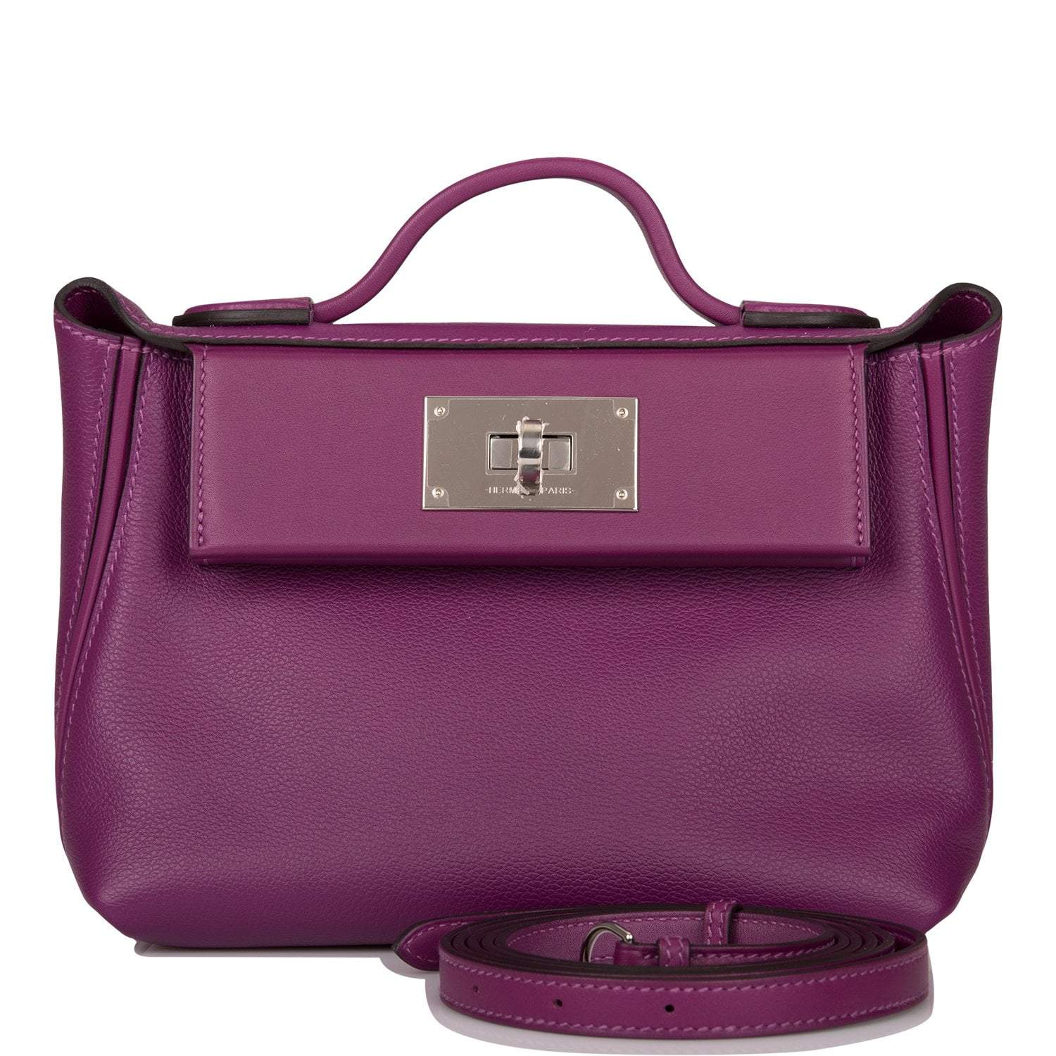 Hermes Anemone Evercolor and Swift Mini 24/24 Bag Palladium Hardware