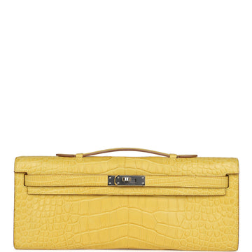 Hermes Kelly Cut Mimosa Matte Alligator Palladium Hardware