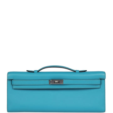 Hermes Kelly Cut Turquoise Swift Palladium Hardware