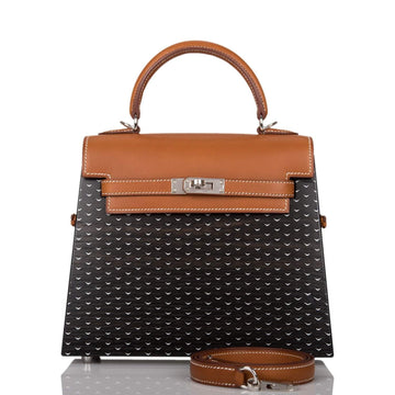 Hermes Fauve Barenia and Natural Wood Kelly Wood 22cm Palladium Hardware