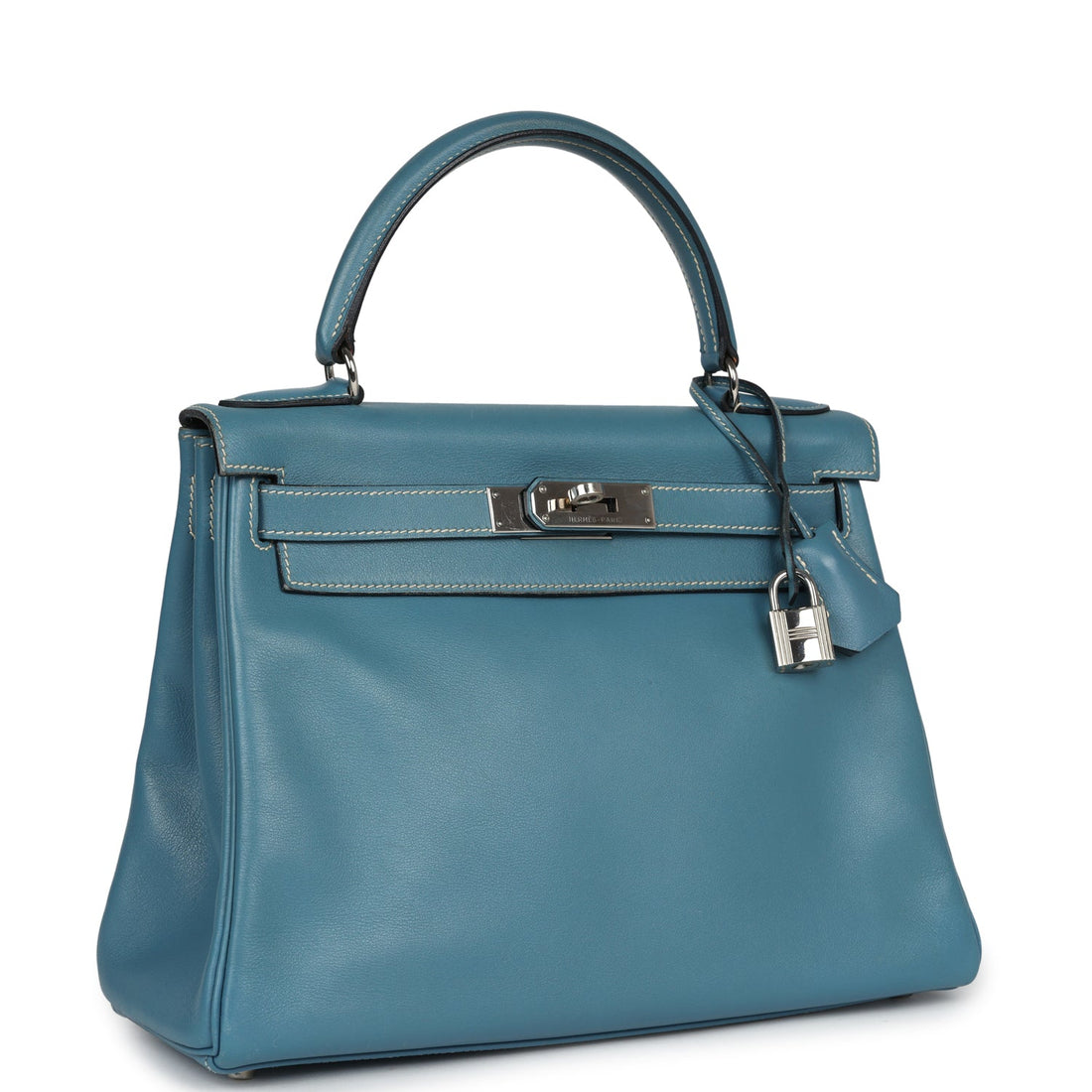 Hermes Kelly Retourne 28 Blue Jean Gulliver Palladium Hardware