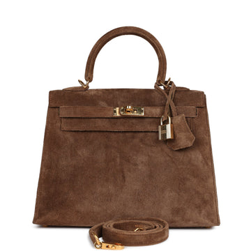 Hermes Kelly Sellier 25 Brown Doblis Gold Hardware