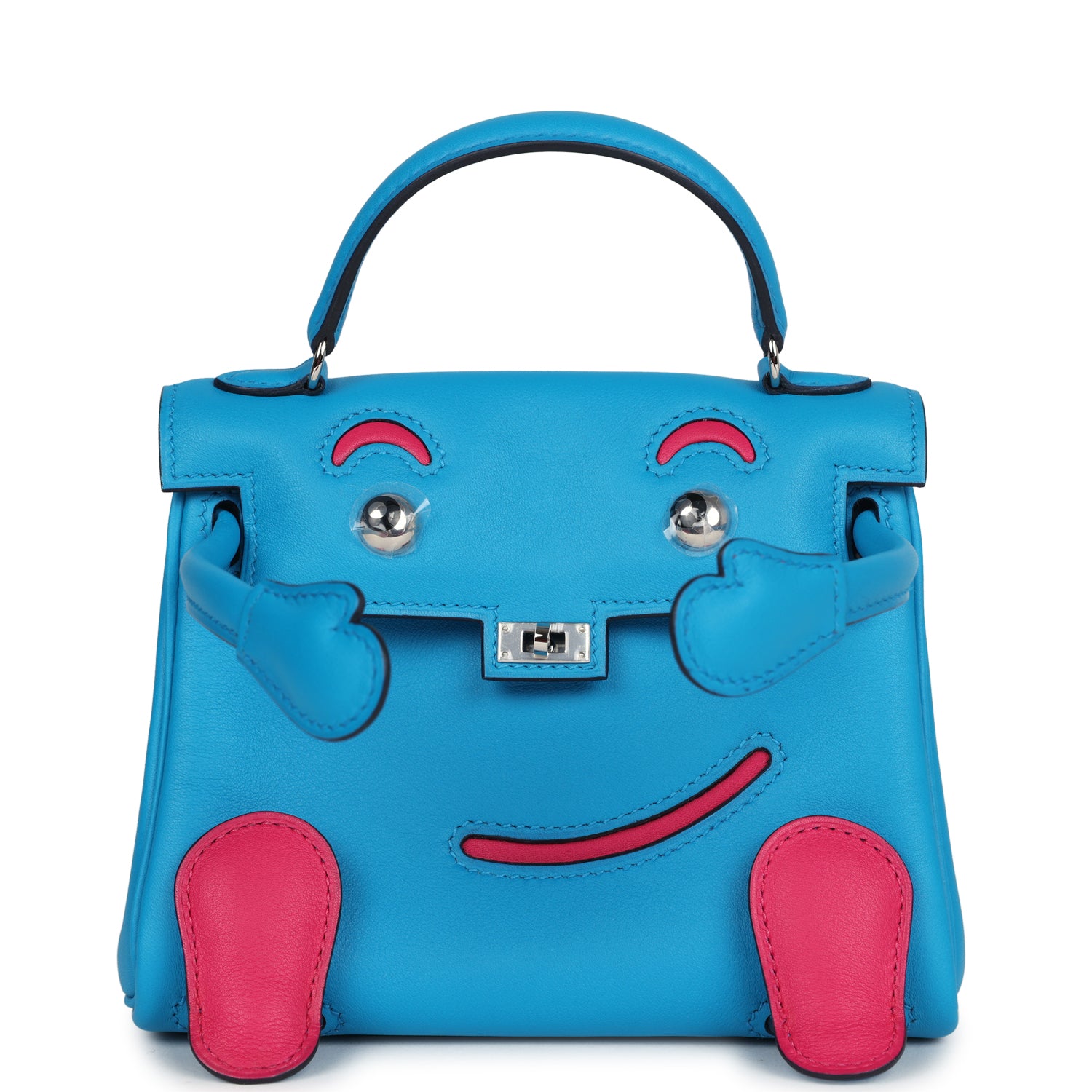 Hermes 'Quelle Idolle' Kelly Doll Bleu Frida and Rose Extreme Swift Palladium Hardware