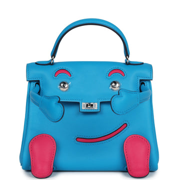 Hermes 'Quelle Idolle' Kelly Doll Bleu Frida and Rose Extreme Swift Palladium Hardware