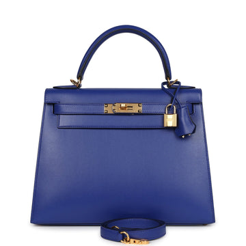Hermes Kelly Sellier 28 Bleu Electric Tadelakt Gold Hardware