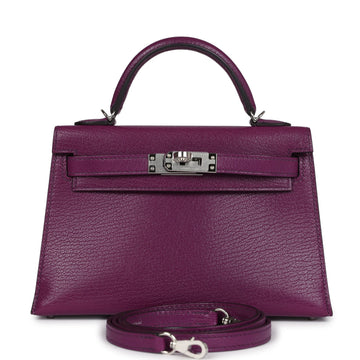 Hermes Kelly Sellier 20 Anemone Chevre Palladium Hardware