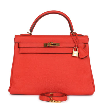 Hermes Kelly Retourne 32 Capucine Togo Gold Hardware