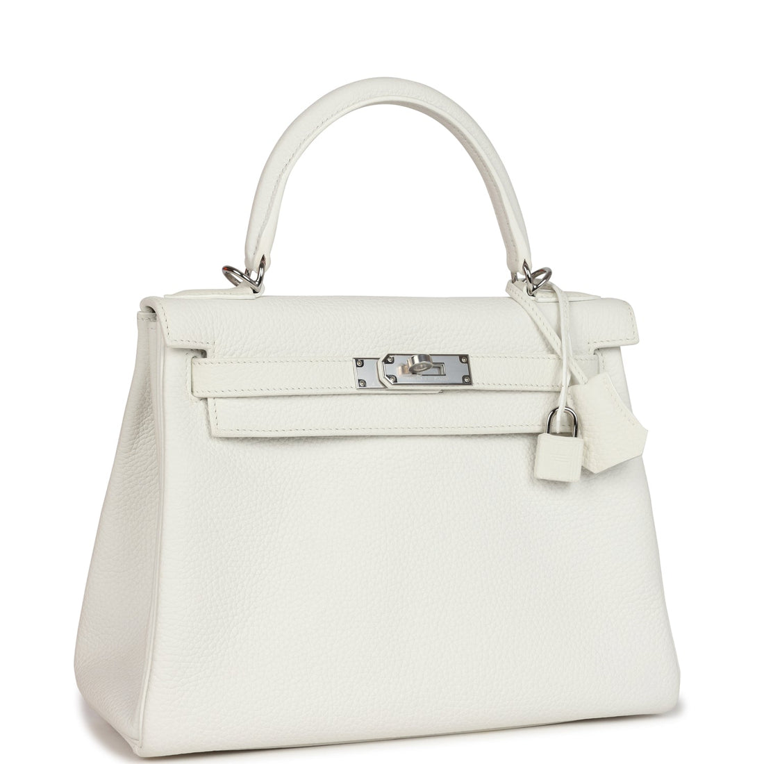 Hermes Kelly Retourne 28 White Clemence Palladium Hardware