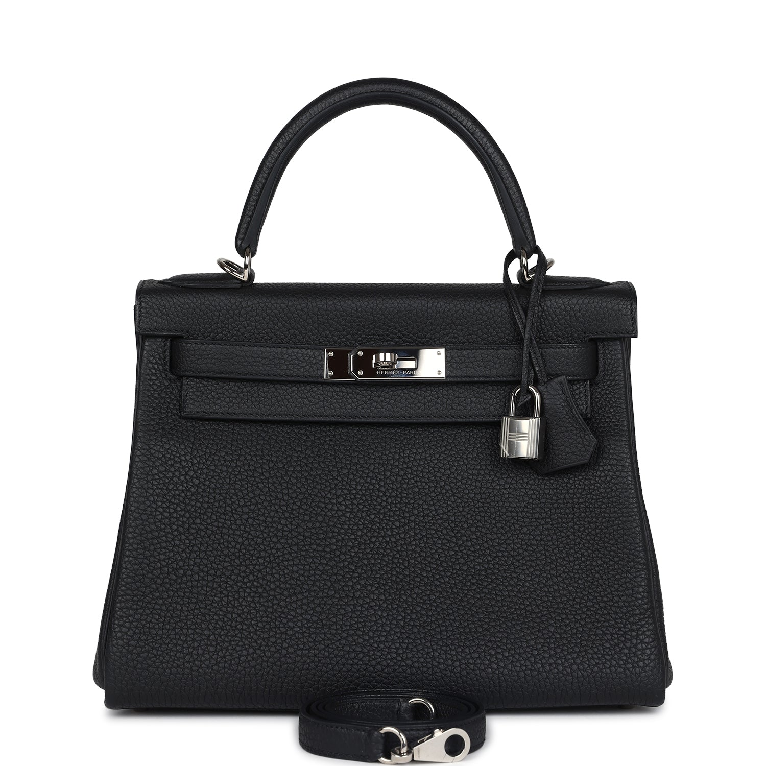 Hermes Kelly Retourne 28 Black Togo Palladium Hardware