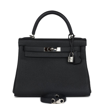 Hermes Kelly Retourne 28 Black Togo Palladium Hardware