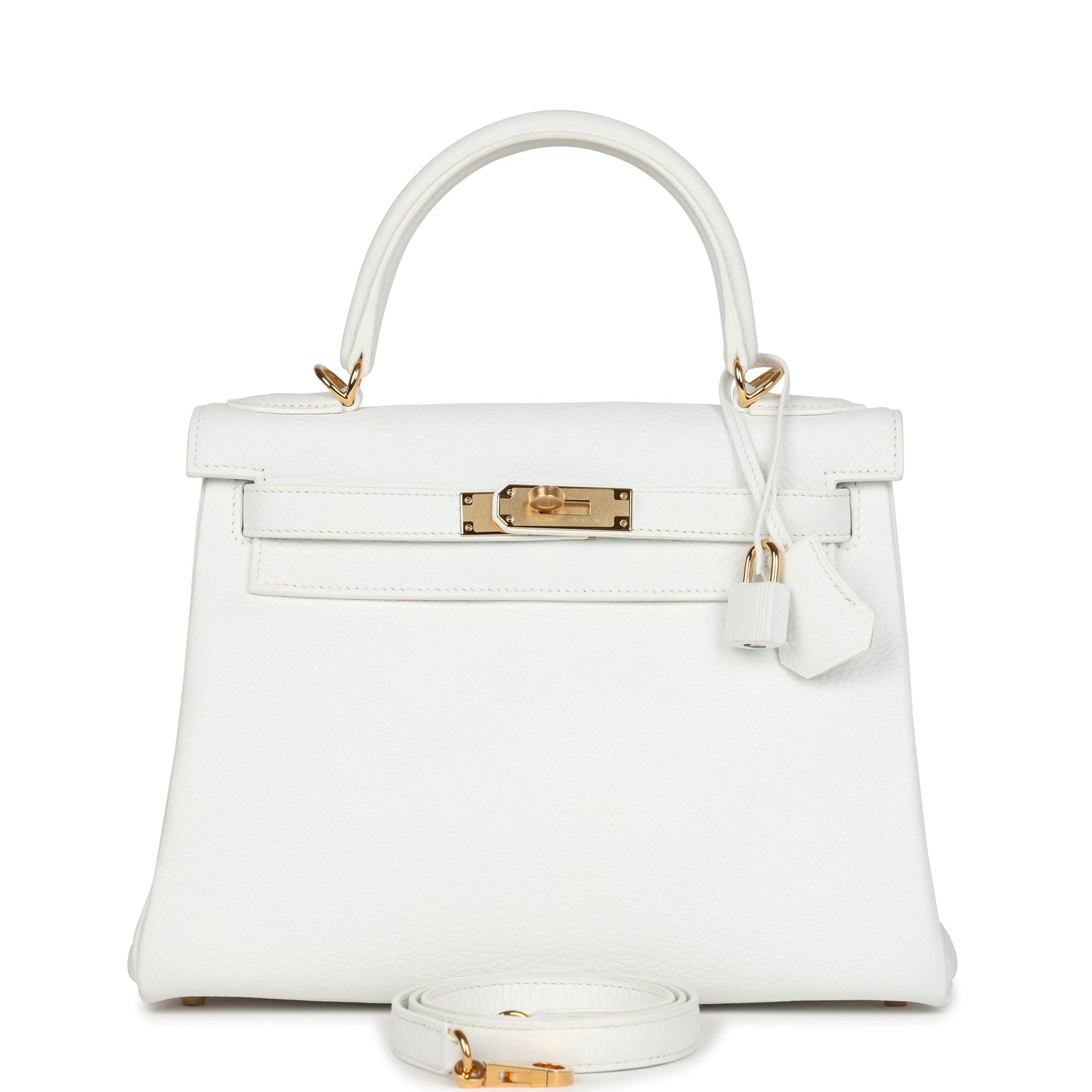 Hermes Kelly Retourne 28 White Clemence Gold Hardware