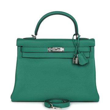 Hermes Kelly Retourne 32 Vert Vertigo Clemence Palladium Hardware