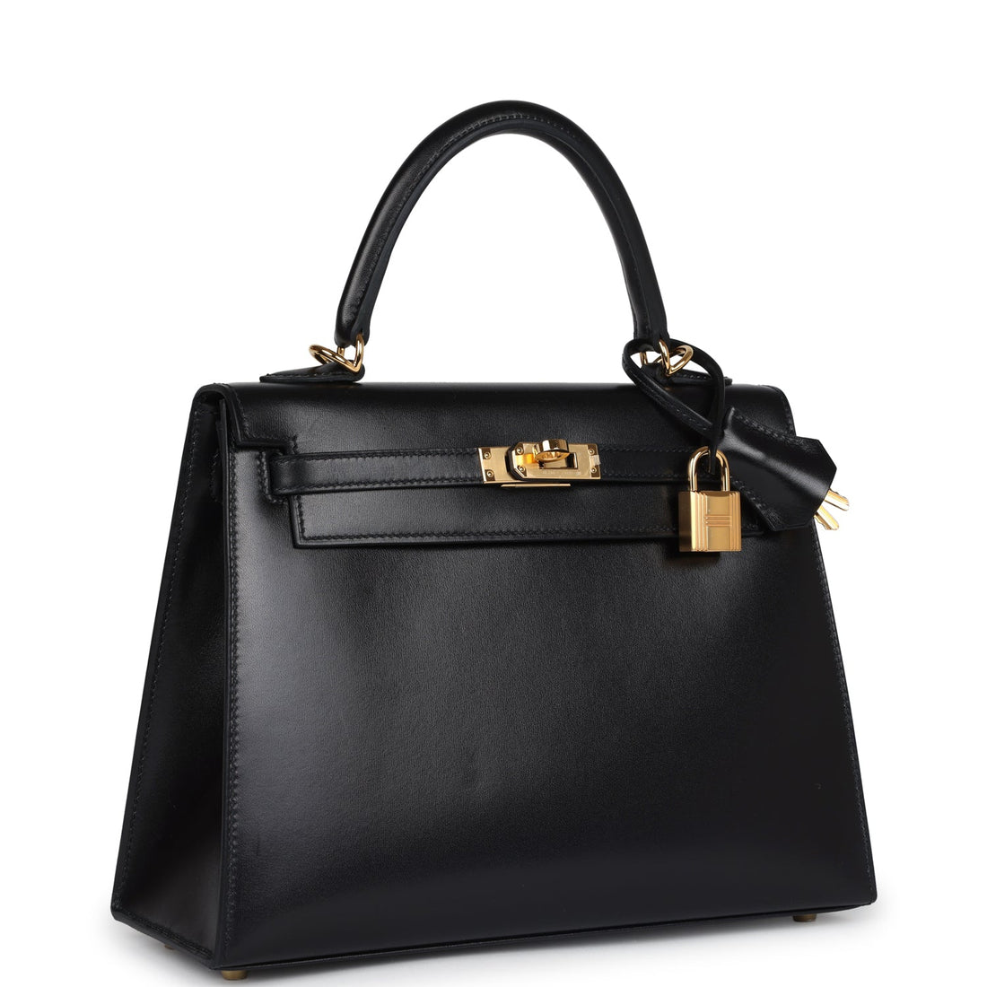 Hermes Kelly Sellier 25 Black Box Gold Hardware