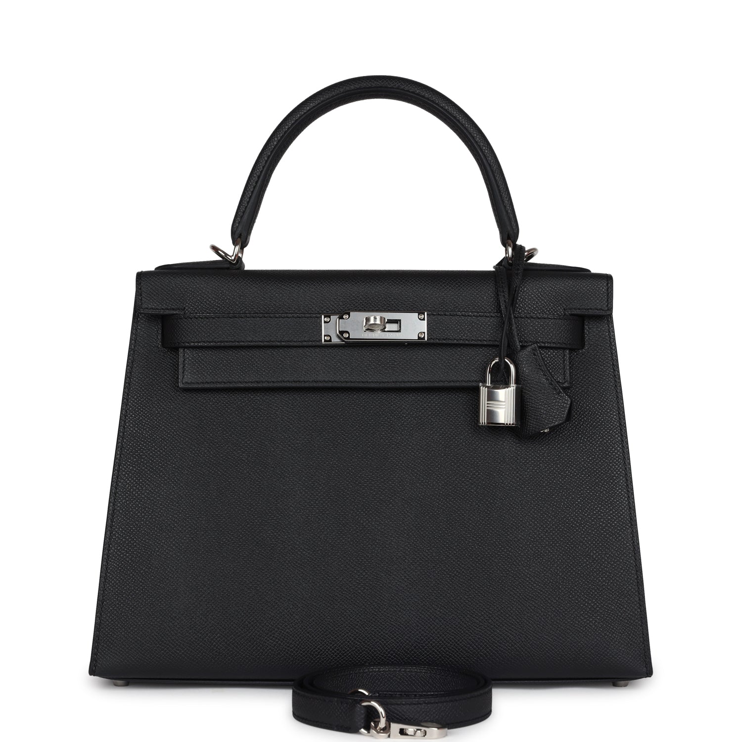 Hermes Kelly Sellier 28 Black Epsom Palladium Hardware