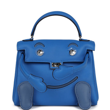Hermes 'Quelle Idolle' Kelly Doll Bleu Zellige and Bleu Agate Swift Palladium Hardware