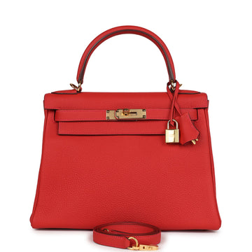 Hermes Kelly Retourne 28 Geranium Togo Gold Hardware