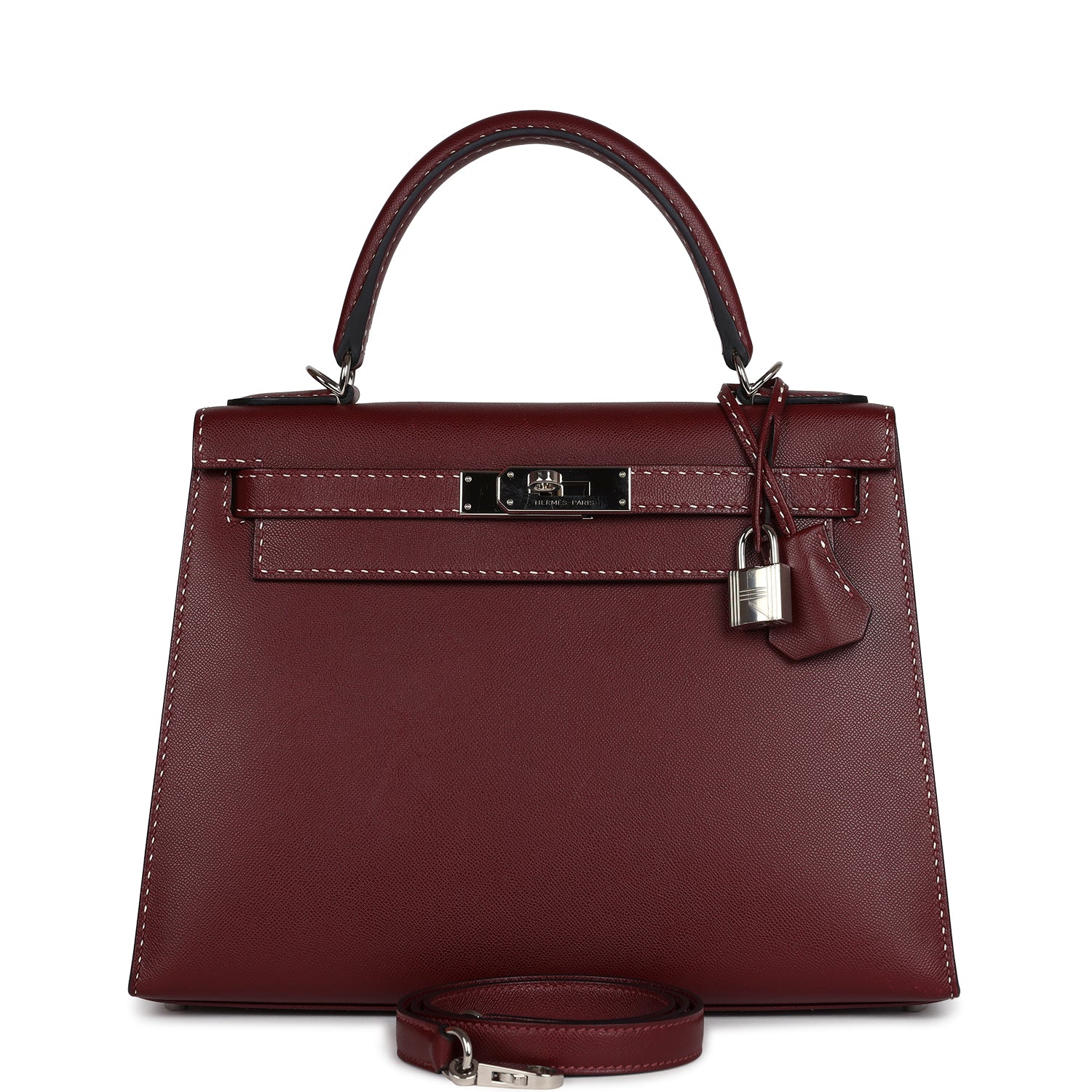 Hermes 'Miss You' Kelly Sellier 28 Rouge H Monsieur Palladium Hardware
