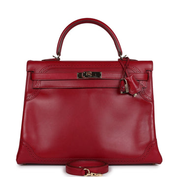 Hermes Ghillies Kelly Retourne 35 Rubis Tadelakt Permabrass Hardware