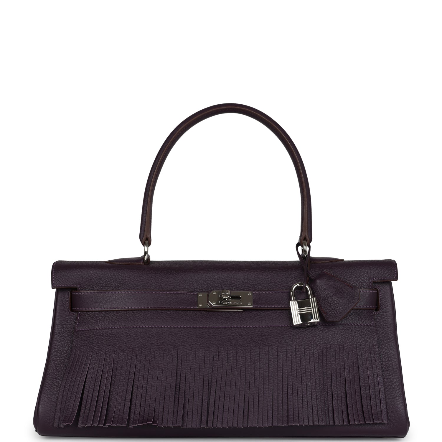 Hermes Fringe Shoulder Kelly 42 JPG Raisin Clemence Palladium Hardware