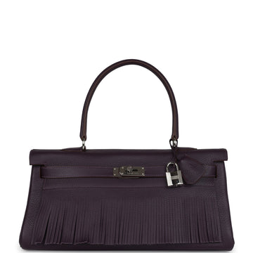 Hermes Fringe Shoulder Kelly 42 JPG Raisin Clemence Palladium Hardware