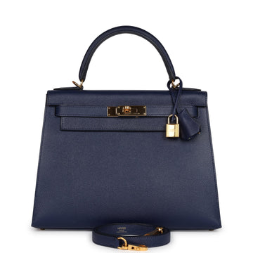 Hermes Kelly Sellier 28 Bleu Saphir Epsom Gold Hardware