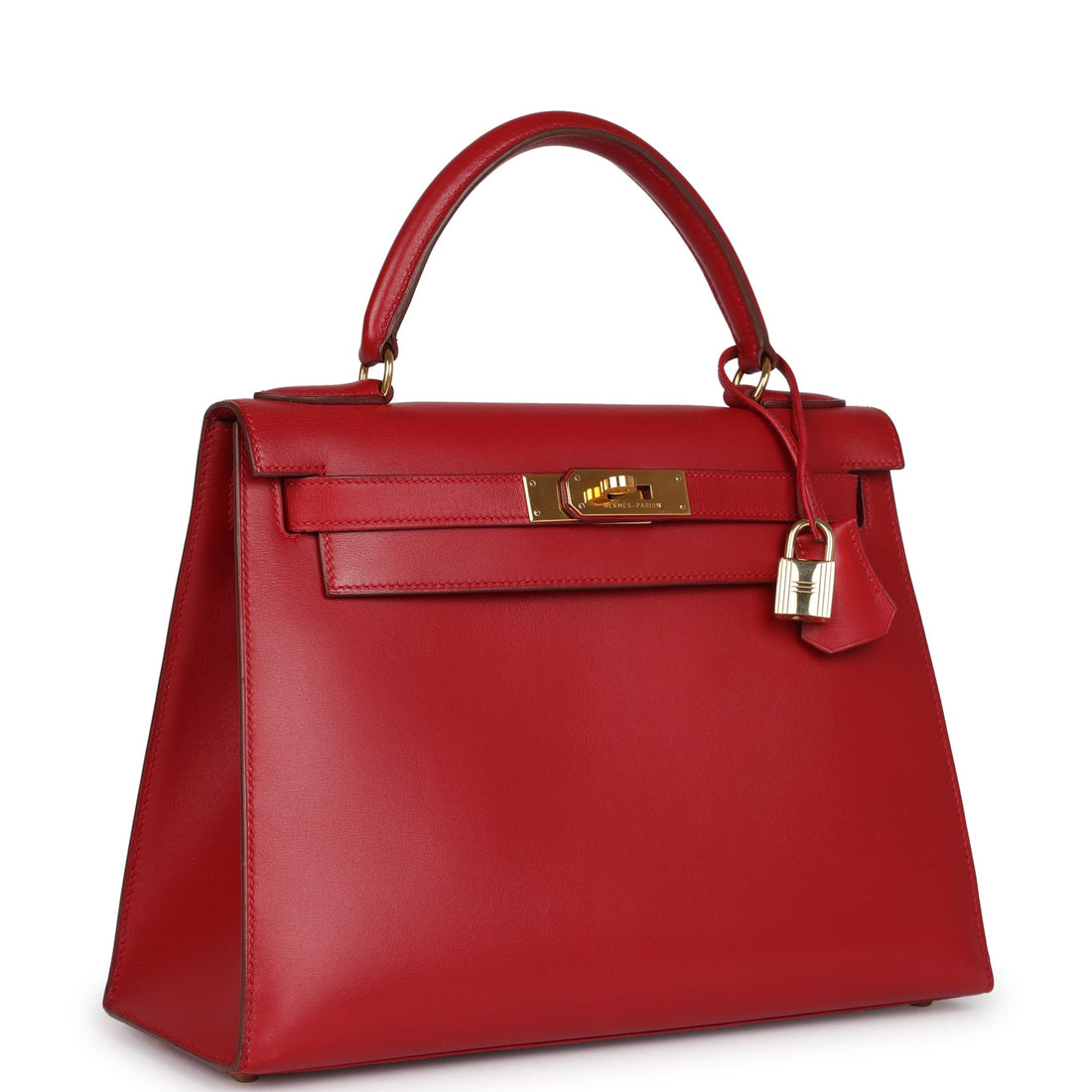 Hermes Kelly Sellier 28 Rouge Vif Box Gold Hardware