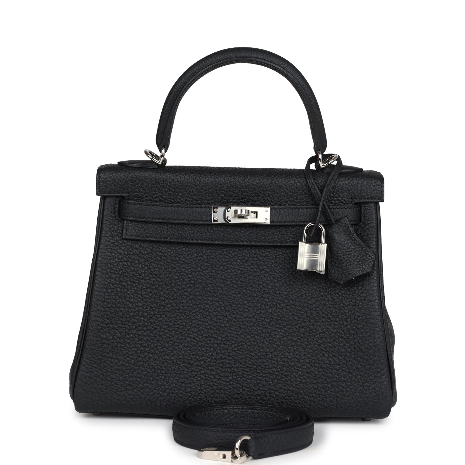 Hermes Kelly Retourne 25 Black Togo Palladium Hardware