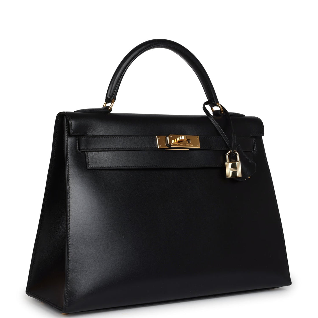 Hermes Kelly Sellier 32 Black Box Gold Hardware