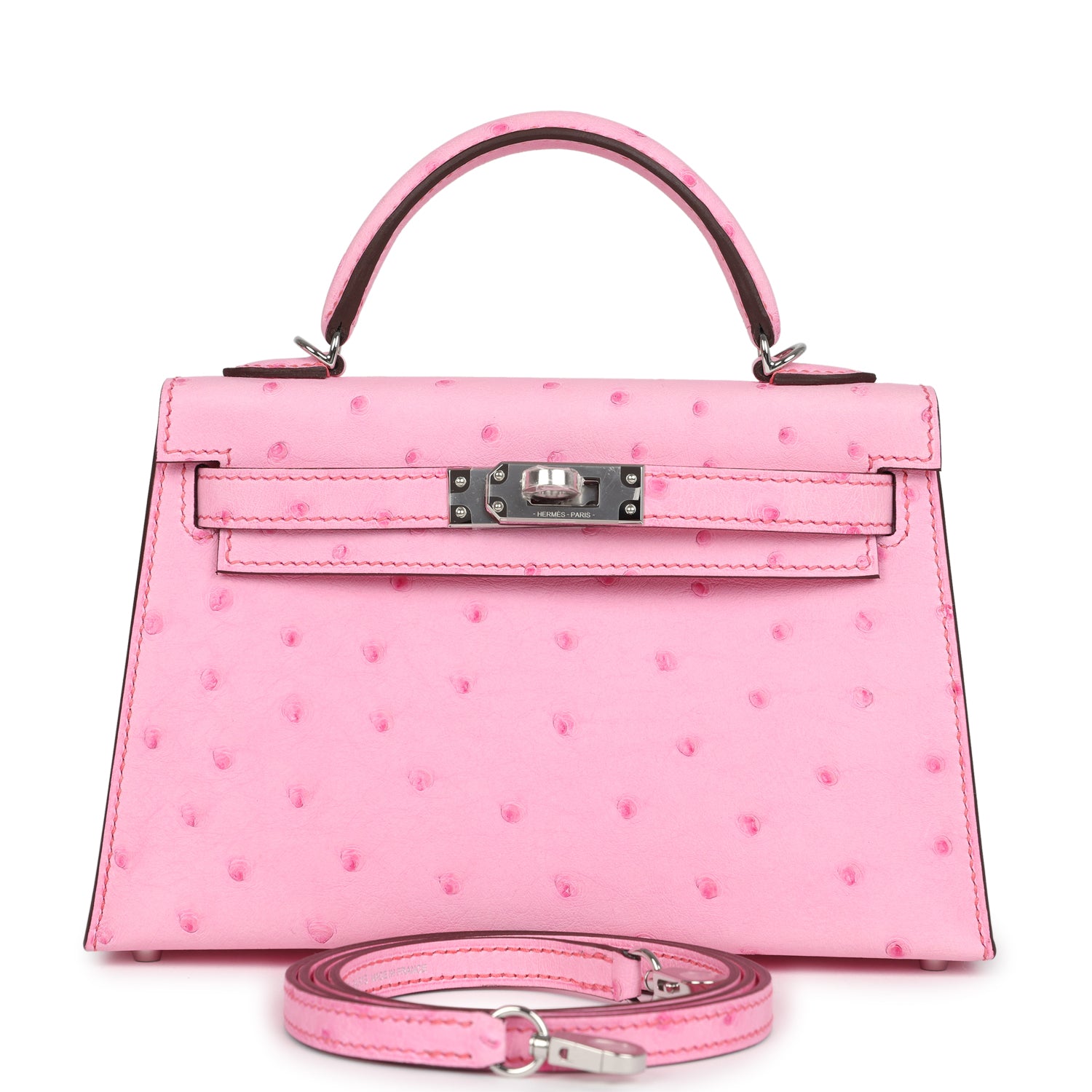 Hermes Kelly Sellier 20 Bubblegum Ostrich Palladium Hardware