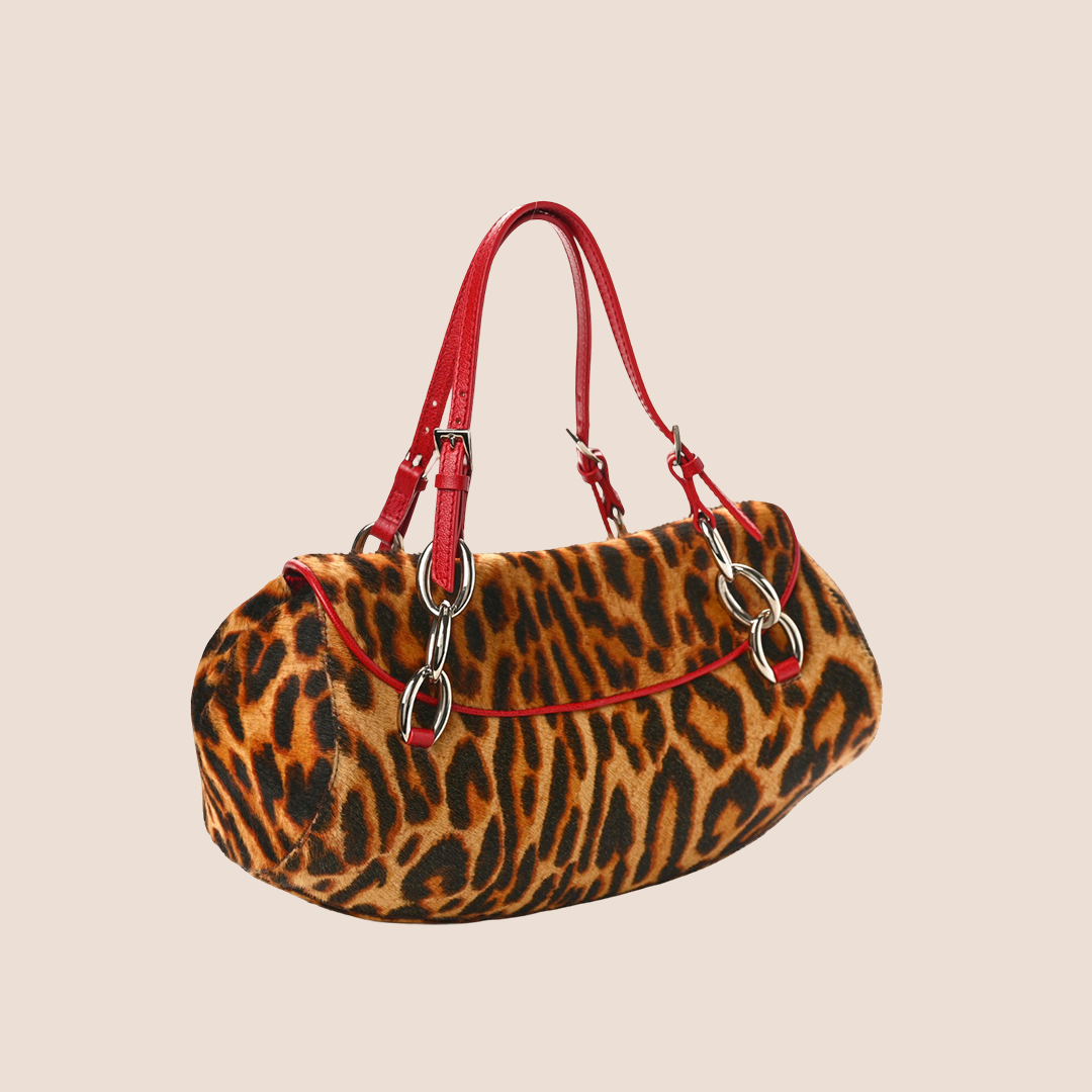 CHRISTIAN DIOR 2004 LEOPARD PRINT DIVA SHOULDER BAG