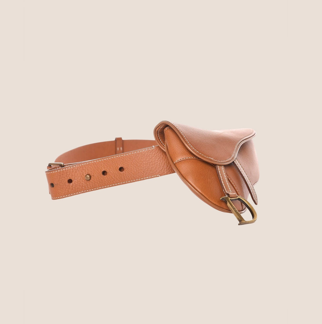 CHRISTIAN DIOR 2003 TAN SADDLE BELT BAG