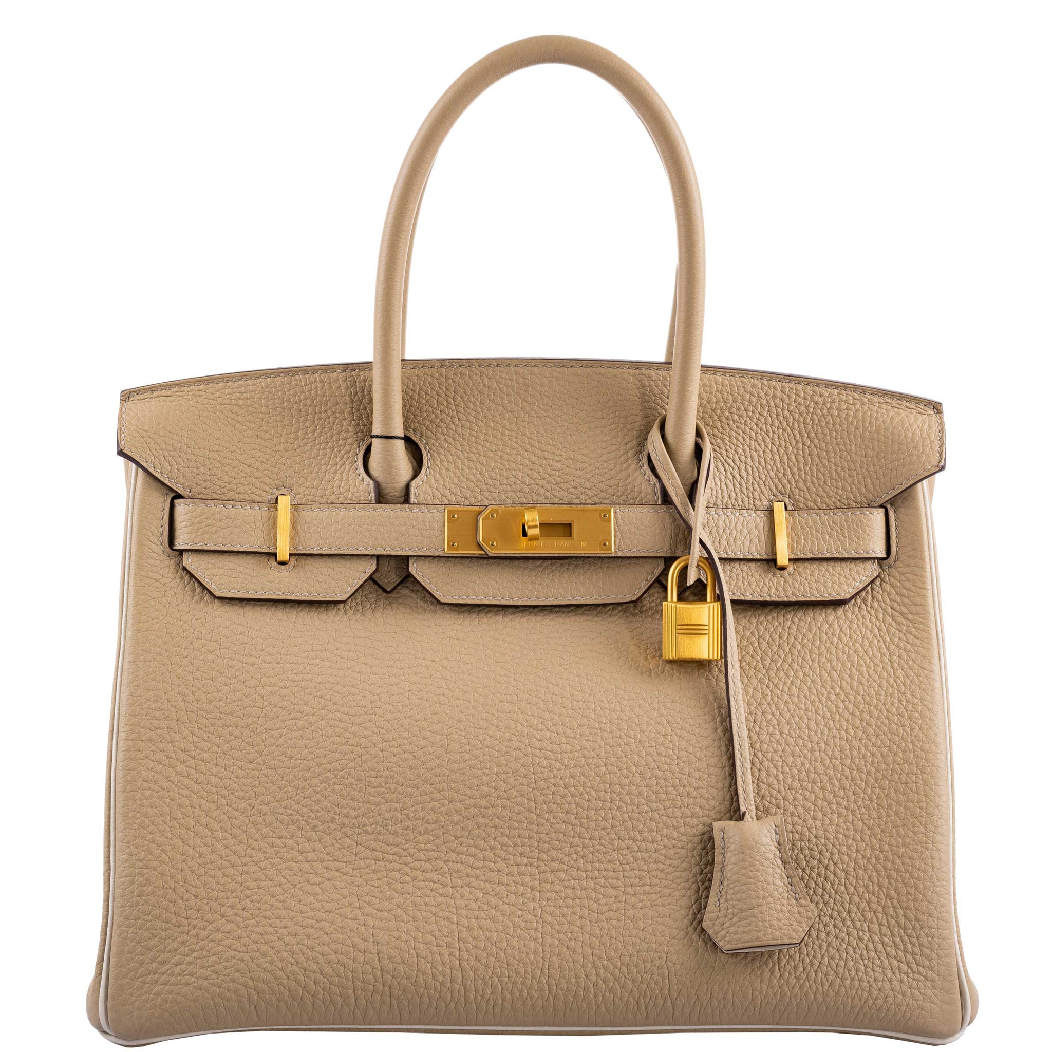 Hermes Birkin 30 HSS Trench & Craie Piping Togo Brushed Gold Hardware - 2016, X