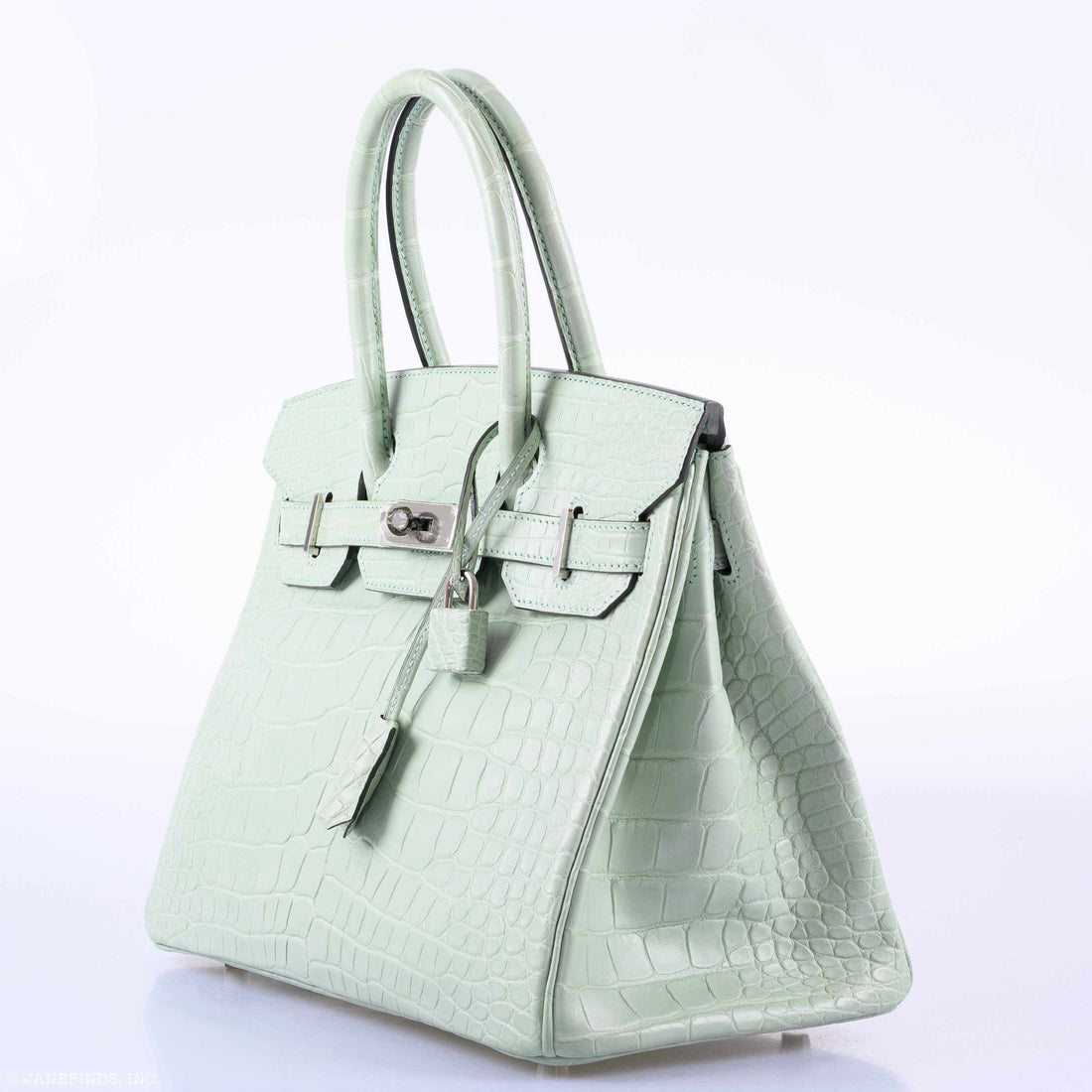 Hermes Birkin 30 Vert D'Eau Matte Alligator Palladium Hardware - 2019, D