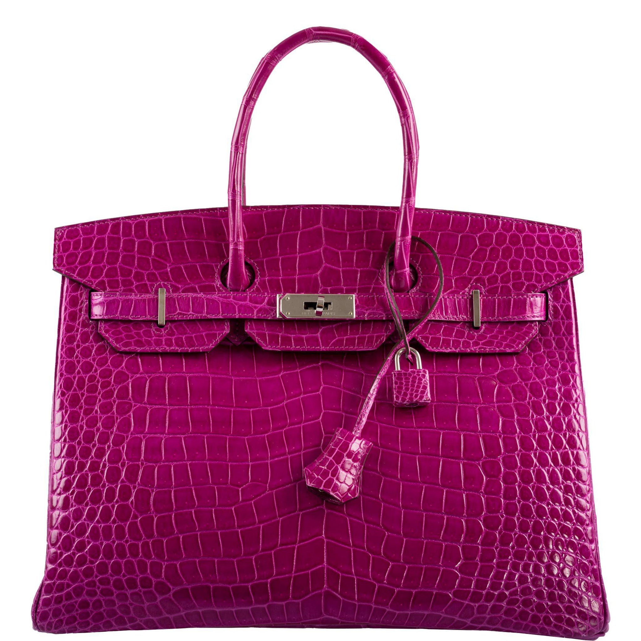 Hermes Birkin 35 Rose Scheherazade Shiny Porosus Crocodile Palladium Hardware - 2013, Q Square