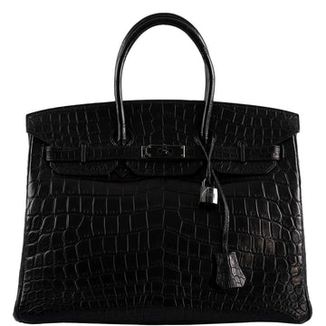 Hermes Birkin 35 SO BLACK Matte Alligator PVD Hardware - 2011, O Square