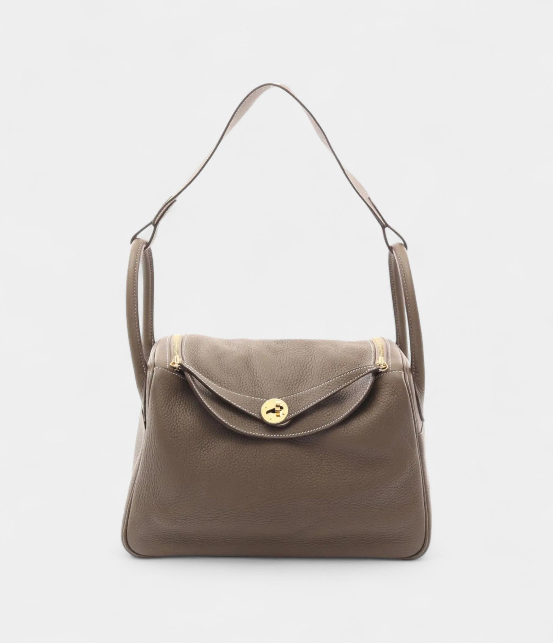 Hermès 2022 Lindy 30 Taupe Brown Shoulder Bag