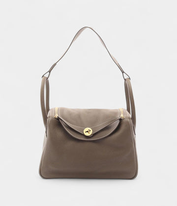 Hermès 2022 Lindy 30 Taupe Brown Shoulder Bag
