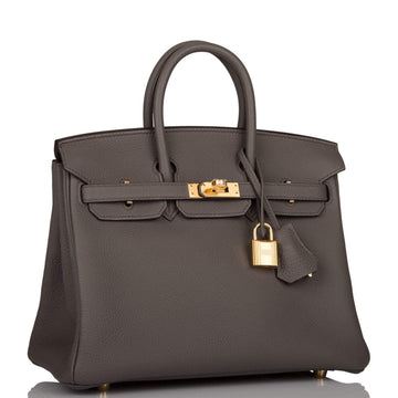 Hermes Birkin 25 Etain Togo Gold Hardware