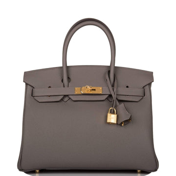 Hermes Birkin 30 Etain Togo Gold Hardware