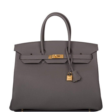 Hermes Birkin 35 Etain Togo Gold Hardware