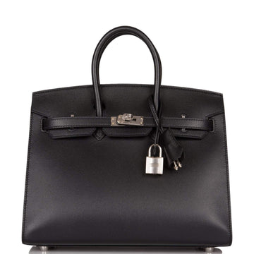 Hermes Birkin Sellier 25 Black Veau Madame Palladium Hardware