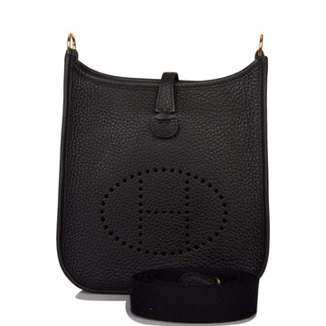 Hermes Black Clemence Evelyne TPM Bag Gold Hardware