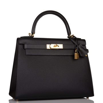 Hermes Black Epsom Sellier Kelly 28cm Gold Hardware