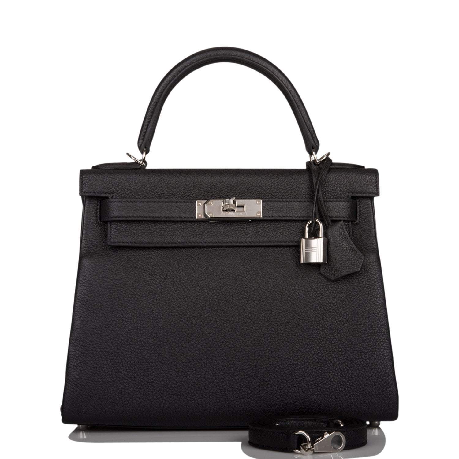 Hermes Black Togo Retourne Kelly 28cm Palladium Hardware