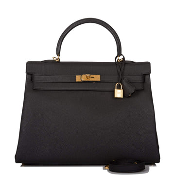 Hermes Black Togo Retourne Kelly 35cm Gold Hardware