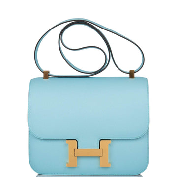 Hermes Bleu Atoll Epsom Constance 24cm Gold Hardware