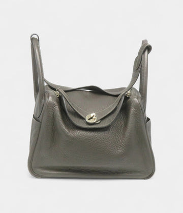 Hermes Clemence Leather Lindy 30 Shoulder Bag Silver Buckle Shoulder Bag