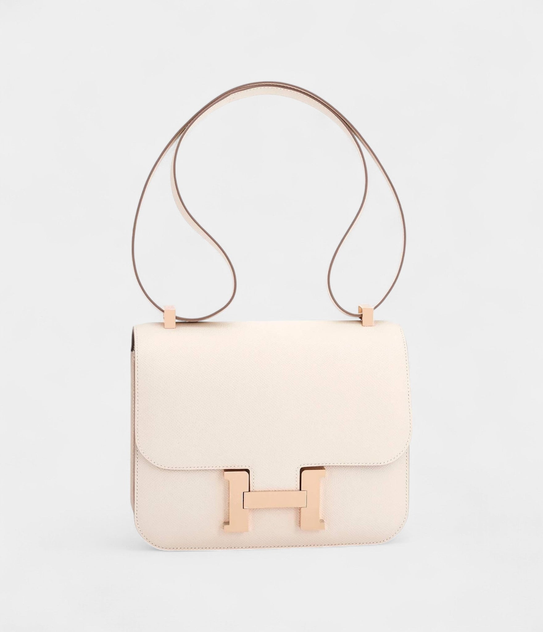 Hermes Constance 24 Craie Etain HSS Horseshoe Rose Gold Shoulder Bag